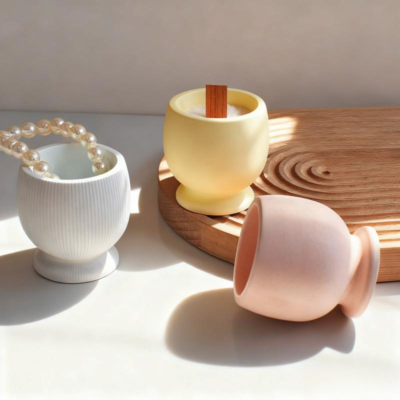 Idli Steamer Mold - Round Striped Plaster Storage Jar Silicone
