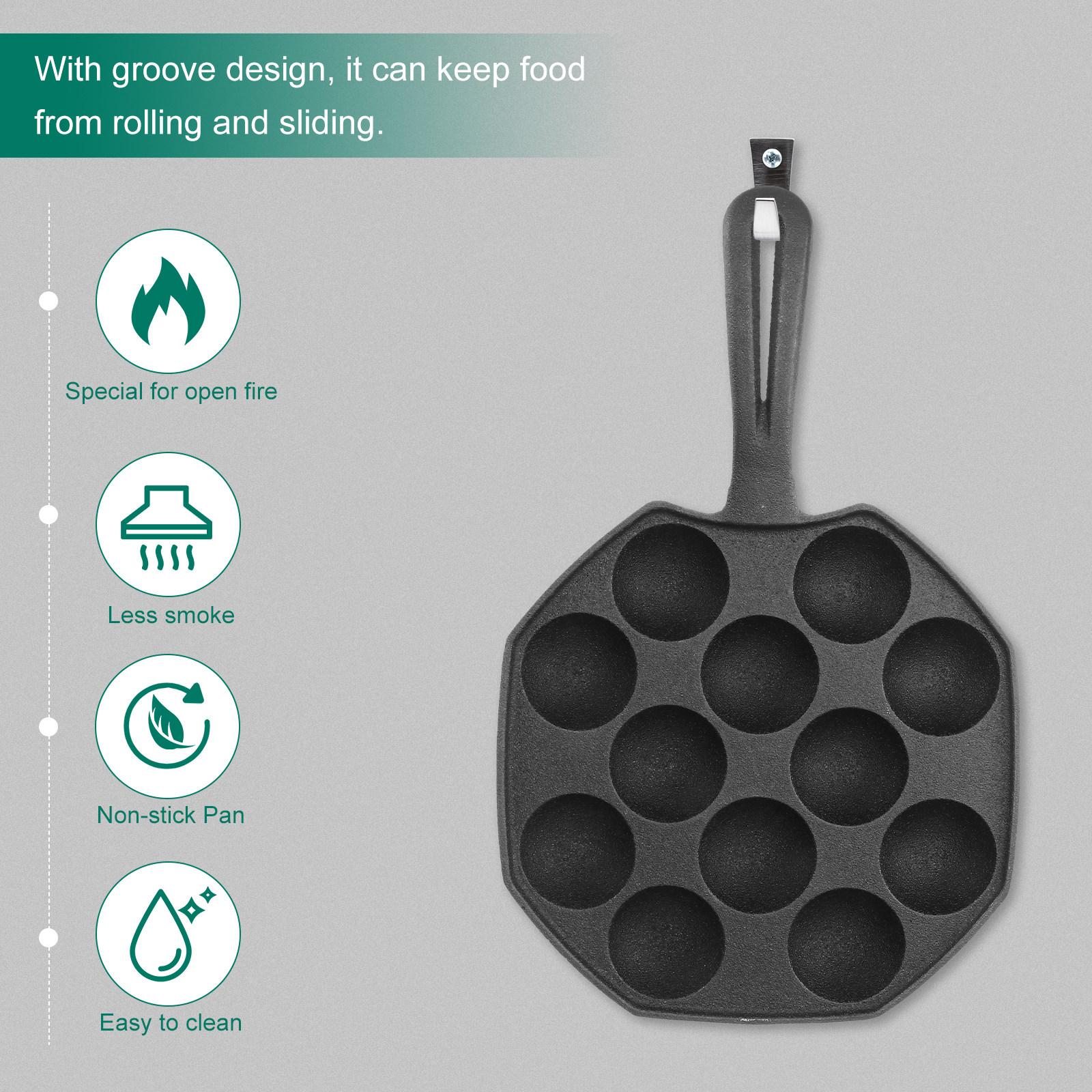 Takoyaki Pan Cast - Takoyaki Pan 12 Molds Cast Iron