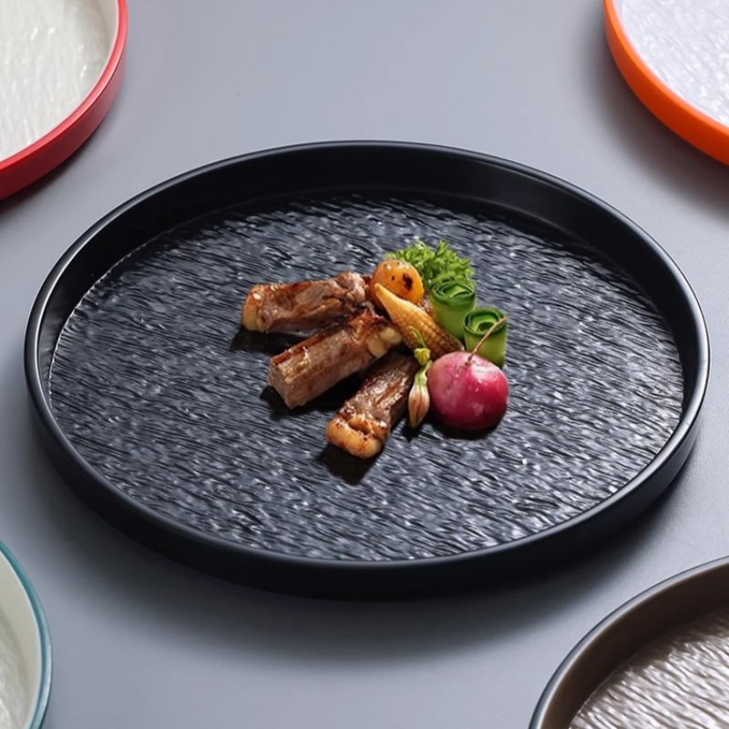 Home Cooking In Japanese - Modern Round Stone Melamine Steak Pasta