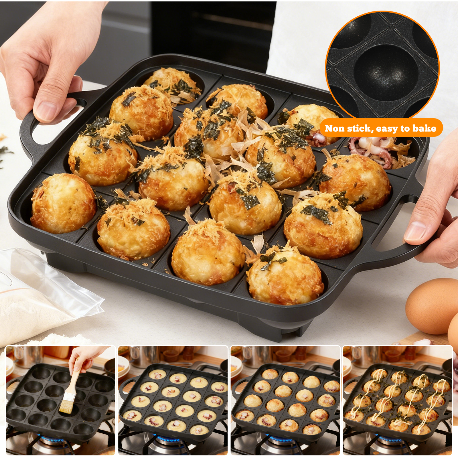 16 Holes Takoyaki Pan Cast Alu - Takoyaki Pan Cast recension och pris