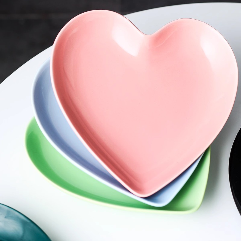 Creative Pink Heart Ceramic Pl - Home Cooking Order recension och pris