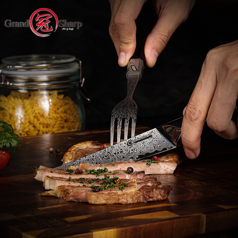 Grandsharp 4Pcs Damascus Steak - Home Cooking In Japanese recension och pris