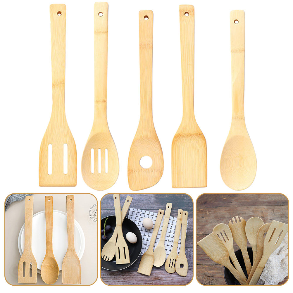 5Pcs Bamboo Cooking Utensil Se - Home Cooking Kitchen recension och pris