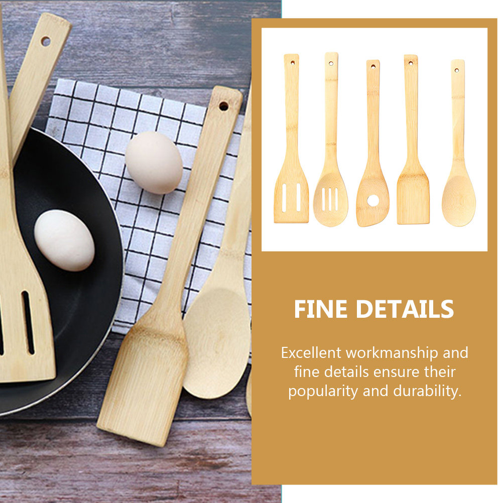5Pcs Bamboo Cooking Utensil Se - Home Cooking Kitchen recension och pris